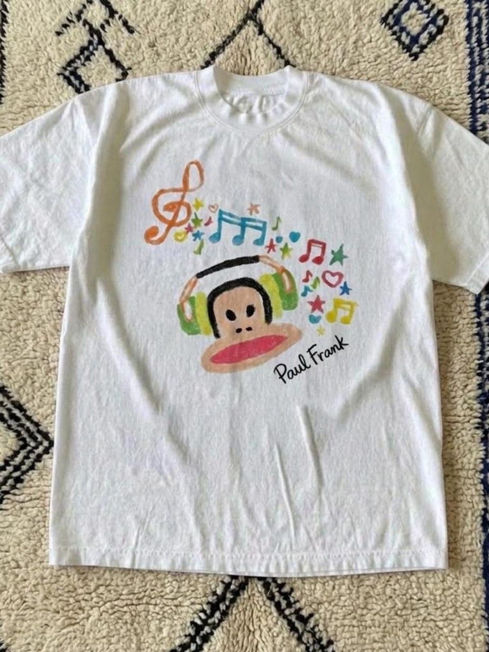 Gildan White Tee with Colorful Julius Headphones Graphic